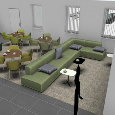 Aufenthaltsräume mit Bereich Lounge Bistro 3D4